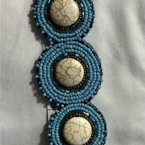 Blue Beaded Bracelet with Stone Accents